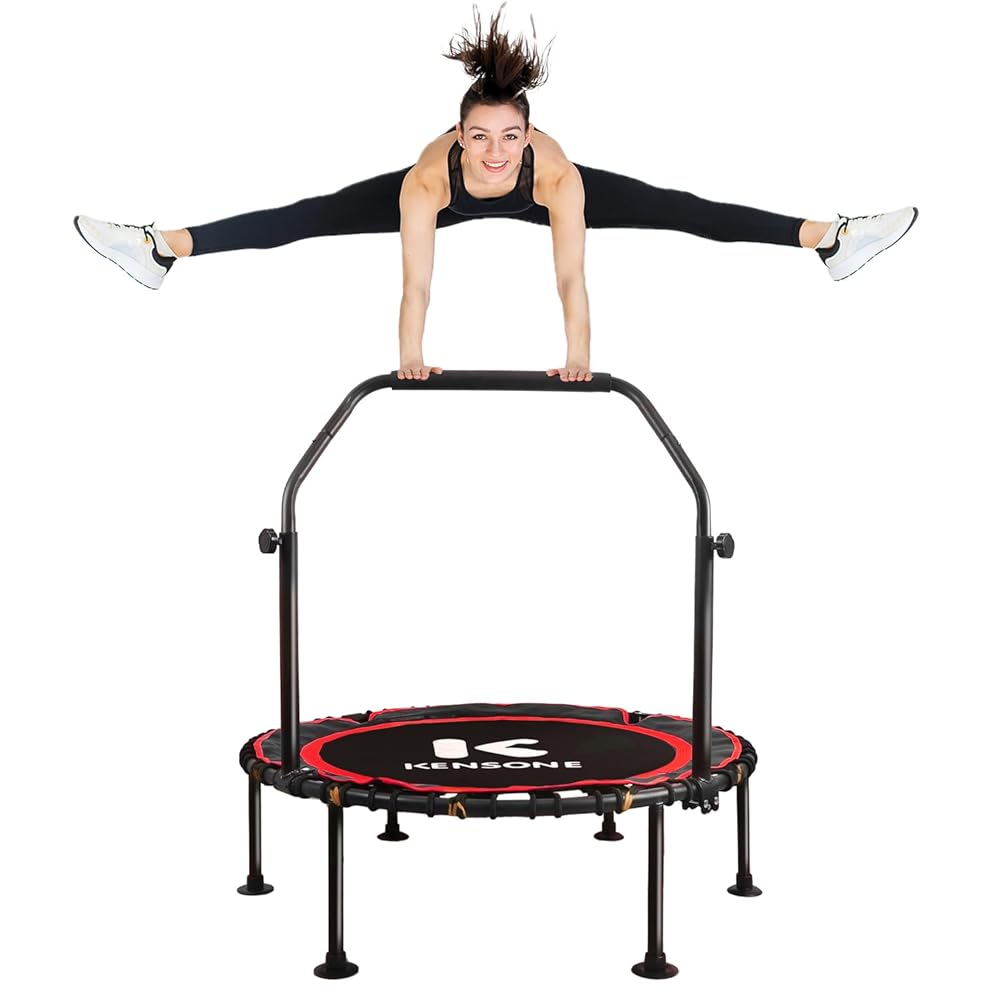 KENSONE 40" Mini Rebounder Trampoline for Adults with Bungee, 450LBS Quiet Indoor Exercise Trampoline with Adjustable Handle Bar with Foam, Fitness Trampoline for Garden/Gym...
