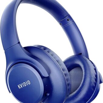 KVIDIO Bluetooth Headphones Over Ear, 65 Hours Playtime Wireless Headphones with Microphone, Foldable Lightweight Headset with Deep Bass, HiFi Stereo Sound for Travel Work...