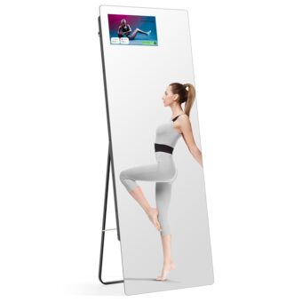 Large Home Gym Mirror, 65''x23'' Smart Mirror Glass Workout Mirror, HD Full Length Mirror with 14" Screen Mirroring, Floor Mirror for Fitness, Yoga, Frameless Wall Mirror for...