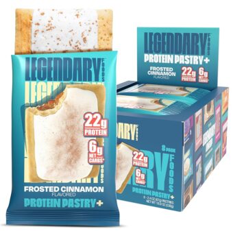 Legendary Foods 22 g High Protein Pastry+ Premium Boosted - Low Carb Meal Replacement Bar - Gluten Free Protien Snacks - Healthy Keto Snack Box - Low Sugar Energy Bar -...