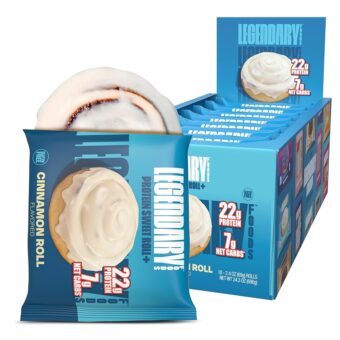 Legendary Foods 22 gram High Protein Sweet Roll+ Bars Premium Boosted - Low Carb Meal Replacement Snack Bar - 10 Gluten Free Protein Snacks - Healthy Keto Snack Box - Low Sugar...