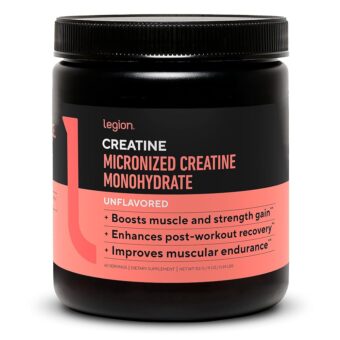 LEGION Micronized Creatine Monohydrate Supplement - Clean Creatine Powder for Muscle Gain & Post Workout Recovery - Micronized Creatine Supplement for Maximum Absorption (60...