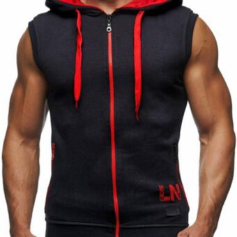 LemonGirl Men's Bodybuilding Sleeveless Hoodie Gym Tank Top