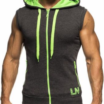 LemonGirl Men's Bodybuilding Sleeveless Hoodie Gym Tank Top