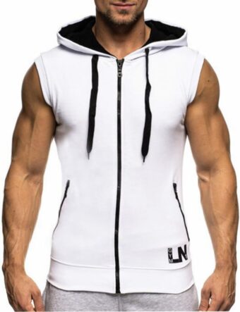 LemonGirl Men's Bodybuilding Sleeveless Hoodie Gym Tank Top