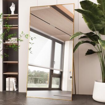 LFT HUIMEI2Y 71" x 32" Full Length Mirror with Stand, Large Floor Length Mirror, Full Body Tempered Mirror with Aluminum Alloy Frame for Living Room, Bedroom, Gym, Hanging or...