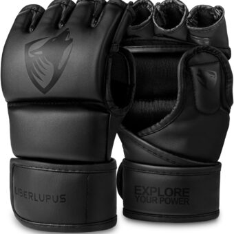 Liberlupus MMA Gloves for Men & Women, Martial Arts Bag Gloves, Kickboxing Gloves with Open Palms, Boxing Gloves for Punching Bag, Sparring, Muay Thai, MMA