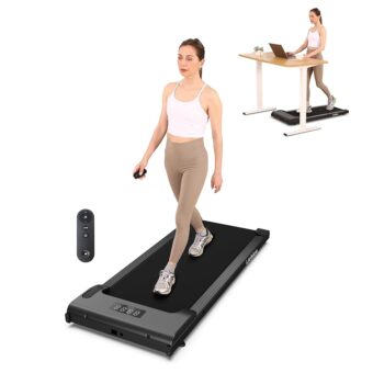 Lichico Walking Pad Under Desk Treadmill，Portable Small Treadmills for Home and Office，Super Quiet Brushless Motorized Walking Jogging Running Machine with Remote Control