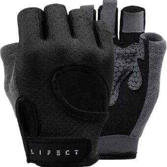 LIFECT Essential Breathable Workout Gloves, Weight Lifting Fingerless Gym Exercise Gloves with Curved Open Back, for Powerlifting, Women and Men