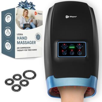 LifePro Legra Hand Massager with Heat and Compression – 5 Mode Finger, Wrist & Heated Hand Massage – Sensitive Hands Palm Massager Pressure Point Therapy for Relaxation & Comfort