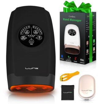 Lunix LX3 Cordless Electric Hand Massager with Compression, 6 Levels Pressure Point Therapy Massager for Arthritis, Pain Relief, Carpal Tunnel and Finger Numbness, Shiatsu...