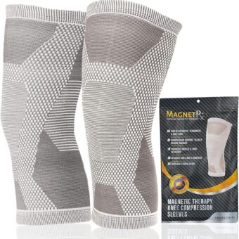 MagnetRX® Magnetic Knee Sleeve – (2-Pack) Effective Compression Knee Brace with Magnets for Knee Comfort & Recovery – Magnetic Knee Brace Support (Large)
