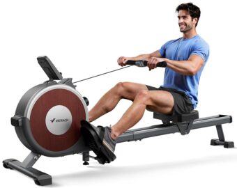 MERACH Rowing Machine, Magnetic Rower Machine for Home, 16 Levels of Quiet Resistance, Dual Slide Rail with Max 350lb Weight Capacity, App Compatible
