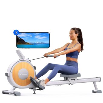 MERACH Rowing Machine, Magnetic Rower Machine for Home, 16 Levels of Quiet Resistance, Dual Slide Rail with Max 350lb Weight Capacity, App Compatible