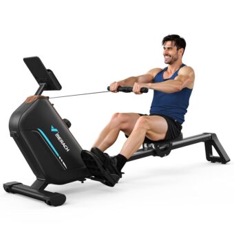 MERACH Rowing Machines for Home, Powerful Electromagnetic Row Machine with 51.2" Extended Rail, 16-Level Handle Resistance Adjustment Rower, 350 LBS Load Capacity, Ergonomic...