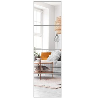 Mirror Full Length, 14x12 Inchx4PCS Wall Mirror Tiles,Full Body Mirror,Acrylic Shatterproof Mirrors for Bedroom,Door,Home Gym,Kids