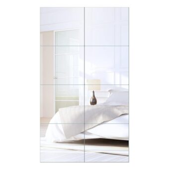 Mirror Tiles Home, 14'' x 12'' Frameless Wall Mounted Mirror(8Pcs), Glass Wall Mirror for Home Gym, Door, Bedroom, Living Room