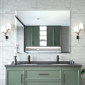 Mirrorons Beveled Mirror, Wall Mirror 40" x 32", Frameless Rectangle Bathroom Vanity Mirror with Beveled Edge, Hangs Horizontally or Vertically. Upgraded Shatterproof Mirror,...