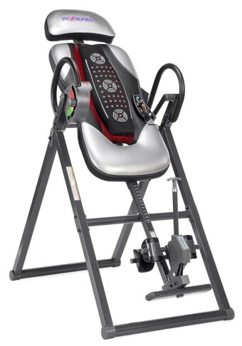 Model A Advanced Heat and Massage Heavy Duty Deluxe Inversion Table,320 lb Capacity,Gray/Black