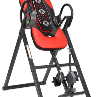 Model AR Advanced Heat and Massage Heavy Duty Deluxe Inversion Table,320 lb Capacity,Black/Red