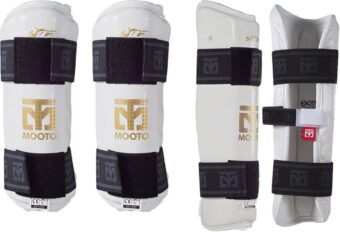 MOOTO Korea Taekwondo Extera Protector Forearm & Shin One Set White TKD Martial Arts Protection Gear (L(Forearm+Shin))