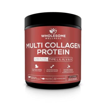 Multi Collagen Protein Powder Hydrolyzed (Type I II III V X) Grass-Fed All-in-One Super Bone Broth + Collagen Peptides - Premium Blend of Grass-Fed Beef, Chicken, Wild Fish,...