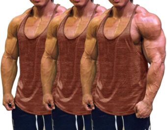 Muscle Cmdr Men's Bodybuilding Stringer Tank Tops Y-Back Gym Fitness Workout Training Running T-Shirts Athletic Quick Dry Top