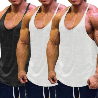 Muscle Cmdr Men's Bodybuilding Stringer Tank Tops Y-Back Gym Fitness Workout Training Running T-Shirts Athletic Quick Dry Top