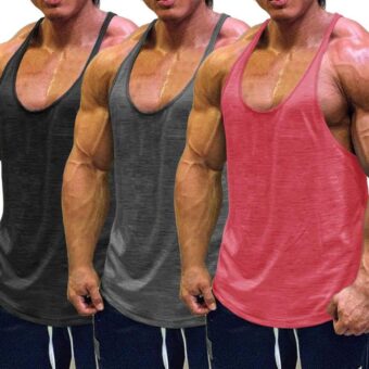 Muscle Cmdr Men's Bodybuilding Stringer Tank Tops Y-Back Gym Fitness Workout Training Running T-Shirts Athletic Quick Dry Top