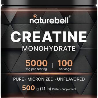 NatureBell Creatine Monohydrate Powder 500 Grams, 5000mg Per Serving, Pure Unflavored Creatine Powder - Micronized - Pre Workout | Keto | Vegan | Dissolves Easy | Filler Free -...