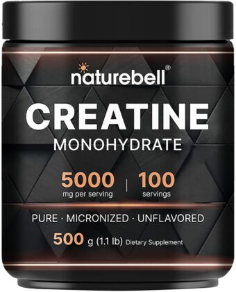 NatureBell Creatine Monohydrate Powder 500 Grams, 5000mg Per Serving, Pure Unflavored Creatine Powder - Micronized - Pre Workout | Keto | Vegan | Dissolves Easy | Filler Free -...