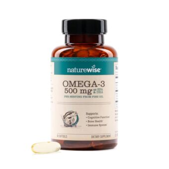 NatureWise Omega 3 Fish Oil - 500 mg per Pill - EPA & DHA - Immune Support, Brain & Heart Health, Optimal Wellness - Gluten and Soy Free, Non-GMO - 60 Softgels[2-Month Supply]