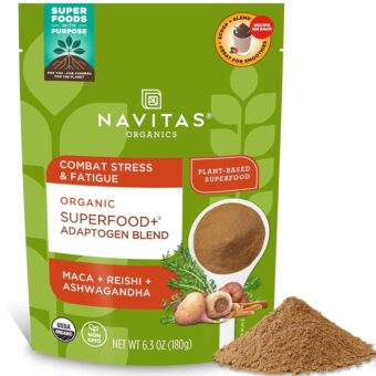 Navitas Organics Superfood+ Adaptogen Blend for Stress Support (Maca + Reishi + Ashwagandha), 6.3oz Bag, 30 Servings — Organic, Non-GMO, Vegan, Gluten-Free, Keto & Paleo.