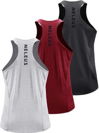 NELEUS Men's 3 Pack Running Tank Top Dry Fit Y-Back Athletic Workout Tank Tops