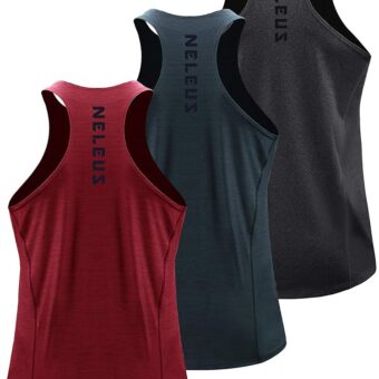 NELEUS Men's 3 Pack Running Tank Top Dry Fit Y-Back Athletic Workout Tank Tops