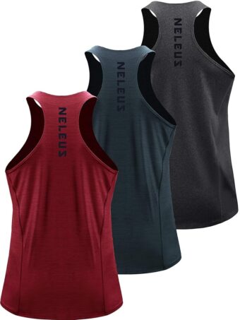 NELEUS Men's 3 Pack Running Tank Top Dry Fit Y-Back Athletic Workout Tank Tops