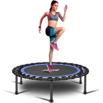 Newan 40"-48" Silent Mini Trampoline Fitness Trampoline Bungee Rebounder Jumping Cardio Trainer Workout for Adults-Max Limit 330lbs