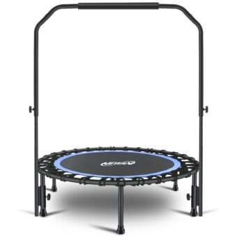 Newan 40" Silent Mini Trampoline with Adjustable Handle Bar Fitness Trampoline Bungee Rebounder Jumping Cardio Trainer Workout for Adults - Max Limit 330 lbs