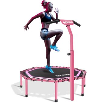 Newan 48" Fitness Trampoline with Adjustable Handle Bar, Silent Trampoline Bungee Rebounder Jumping Cardio Trainer Workout for Adults - Max Limit 330 lbs