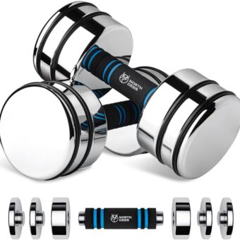 Northdeer Steel Dumbbells Ultracompact & Adjustable Chrome Dumbbell with Foam Handles 5lb 10lb 15lb 20lb 30lb 50lb Home Gym Workout (Choice of Size)