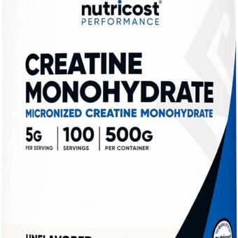 Nutricost Creatine Monohydrate Micronized Powder 500G, 5000mg Per Serv (5g) - Micronized Creatine Monohydrate, 100 Servings, 17.9 Oz