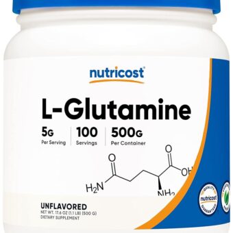 Nutricost L-Glutamine Powder (500 Grams) Unflavored - Gluten Free & Non-GMO, 100 Servings