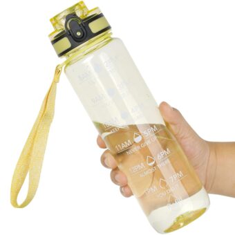 OLDLEY Water Bottles, 32oz Motivational Sports Water Bottle with Time Marker - Times to Drink - Tritan, BPA Free, Wide Mouth Leakproof, Clear Star (1 Pack)