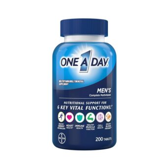 One A Day Men’s Multivitamin, Supplement Tablet with Vitamin A, Vitamin C, Vitamin D, Vitamin E and Zinc for Immune Health Support, B12, Calcium & more, 200 count (Packaging May...