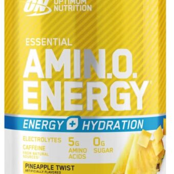 Optimum Nutrition Amino Energy Powder Plus Hydration, with BCAA, Electrolytes, and Caffeine, Pineapple Twist, 30 Servings (Packaging May Vary)