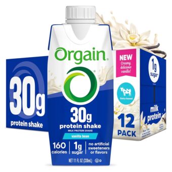 Orgain 30g High Protein Shake, Dairy Isolate Milk Protein, Vanilla Bean, 6g BCAAs, 1g Sugar Per Serving, Meal Replacement, Ready to Drink, Keto Friendly, Gluten-Free 11 Fl Oz...