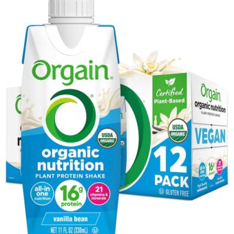 Orgain Organic Nutritional Vegan Protein Shake, Vanilla Bean - 16g Plant Based Protein, Meal Replacement, 21 Vitamins & Minerals, Fruits & Vegetables, Gluten Free, Non-GMO, 11...