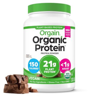 Orgain Organic Vegan Protein Powder, Creamy Chocolate Fudge - 21g Plant Protein, 7g Prebiotic Fiber, Low Net Carb, No Lactose Ingredients, No Added Sugar, Non-GMO, For Shakes &...