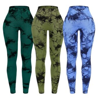 OVESPORT 3 Pack Tie Dye Seamless High Waisted Workout Leggings for Women Scrunch Butt Lifting Yoga Gym Athletic Pants