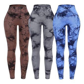 OVESPORT 3 Pack Tie Dye Seamless High Waisted Workout Leggings for Women Scrunch Butt Lifting Yoga Gym Athletic Pants